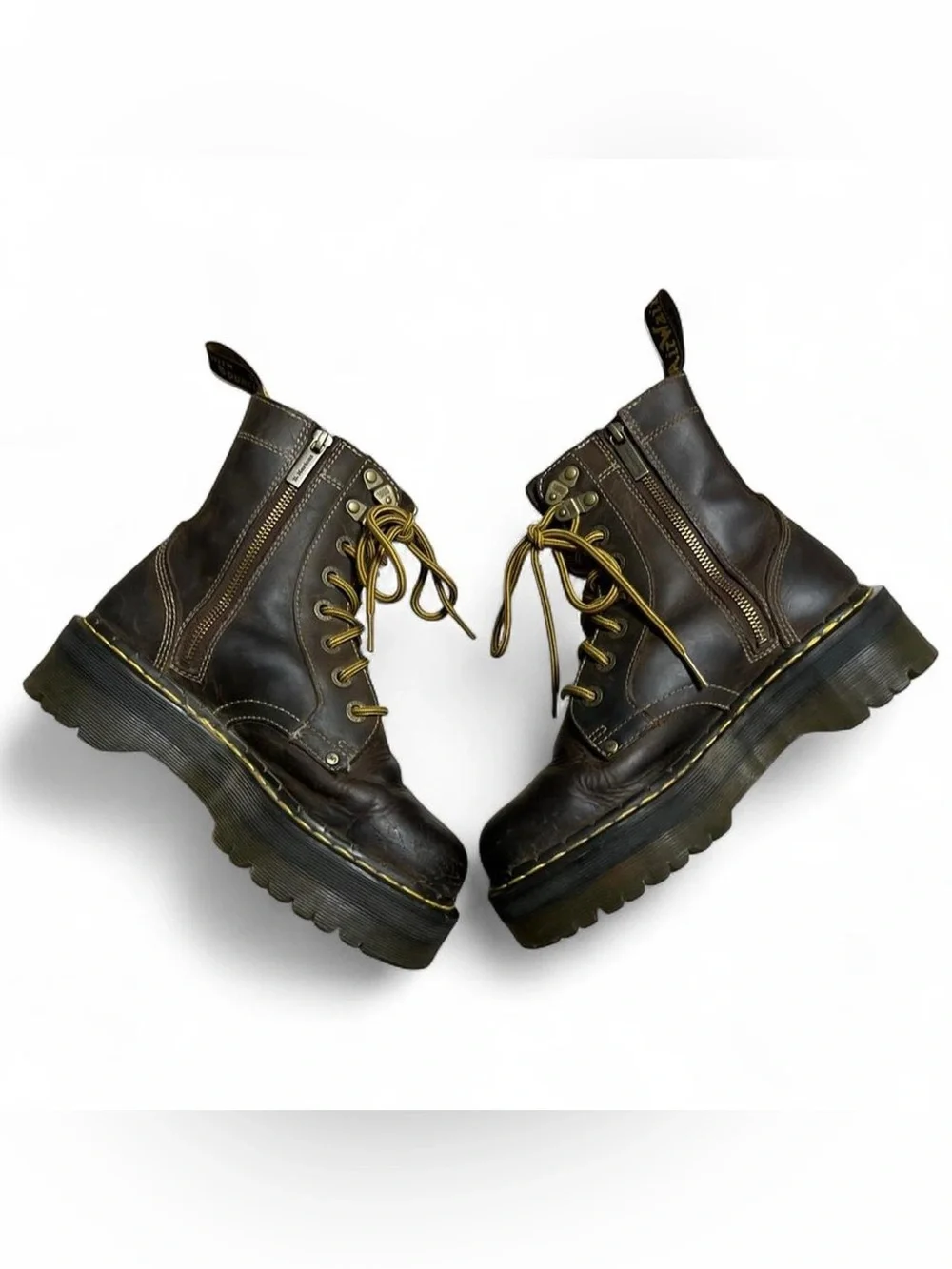 Dr. Martens Dark Brown Crazy Horse Jadon Leather Platform Lace-Up Boots